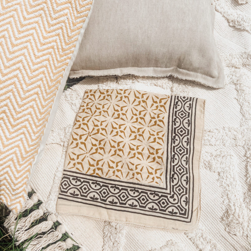 Blockprint bandana scarf